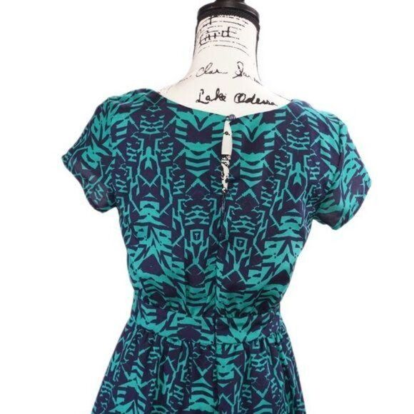 Lily Rose Short Sleeve Aztec Print Midi Flair, Small - Picture 5 of 5